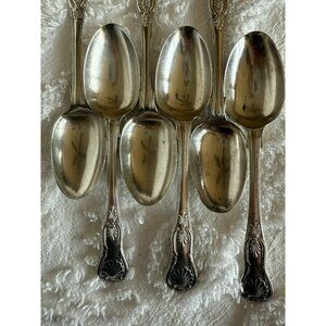 Set Of 6 Kings Vintage Serving Spoons Markers Marks Too Worn To Read 7 Inch